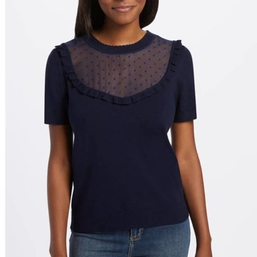 Draper‎ James Sheer Yoke Top Navy Small NWT